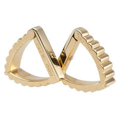 Cartier Gold Ribbed Triangle Cufflinks