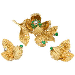 Vintage Tiffany Thistle Brooch and Earrings