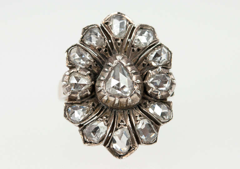 Rose Cut Diamond Victorian Ring For Sale 1