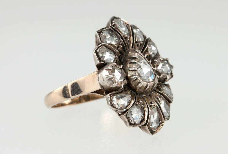 Women's Rose Cut Diamond Victorian Ring For Sale