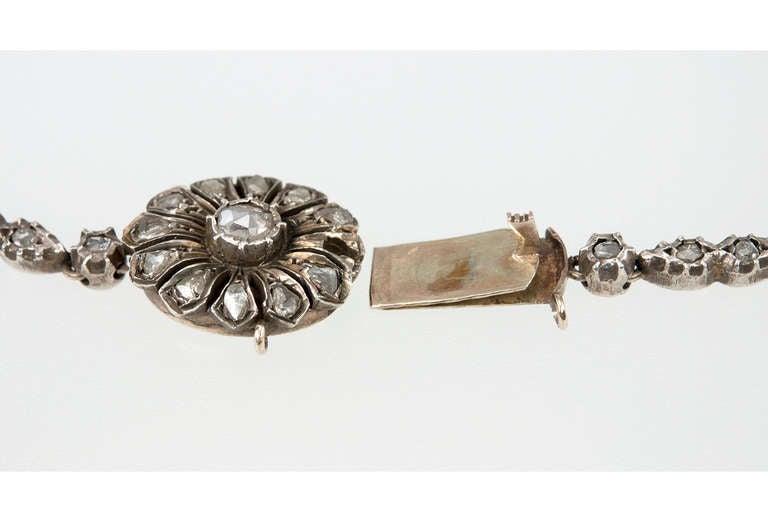 Rose Cut Diamond Necklace For Sale 2