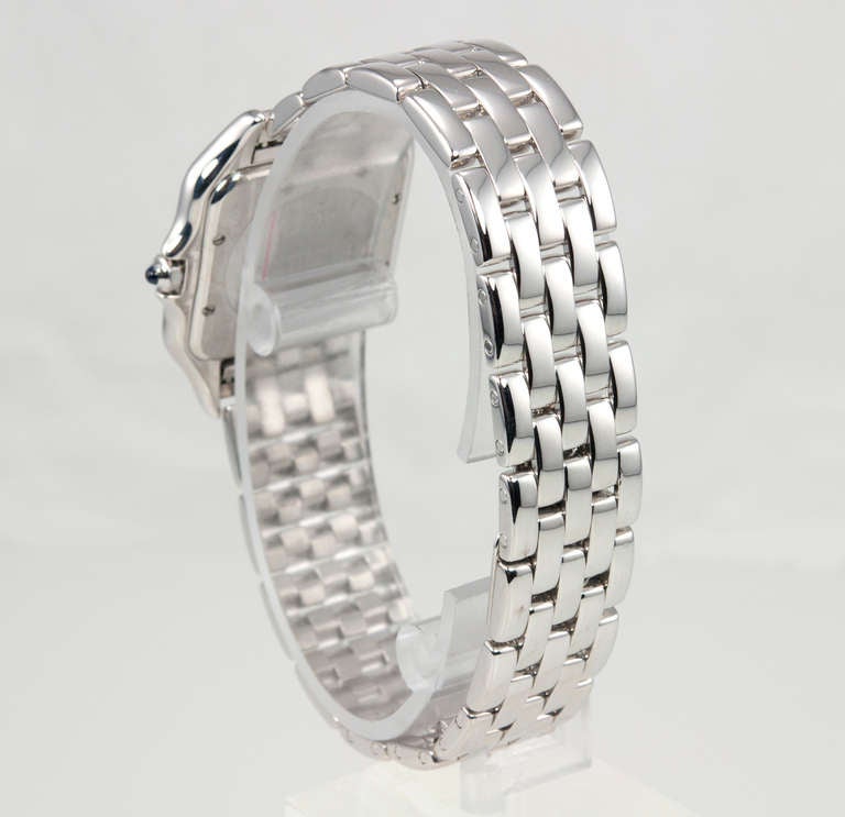 Cartier Lady's White Gold Panther Wristwatch with Bracelet at 1stdibs