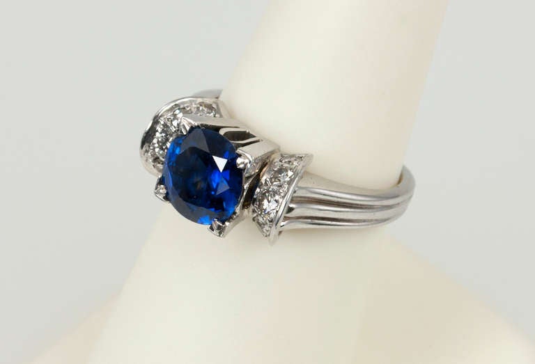 1950's Natural Sapphire Ring For Sale 4