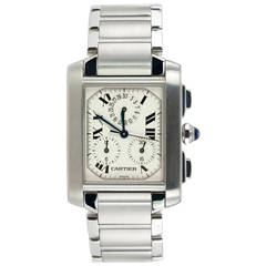 Cartier Stainless Steel Tank Francaise Chronoflex Wristwatch Ref W51024Q3