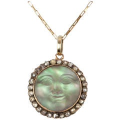 Victorian Man in the Moon Pendant