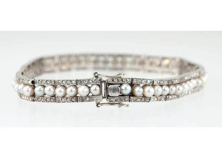 Belle Epoque Diamond and Pearl Platinum Bracelet 1