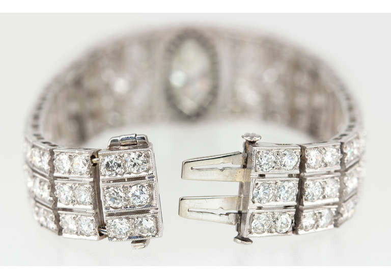 Art Deco Onyx Marquise Diamond Link Bracelet For Sale 6