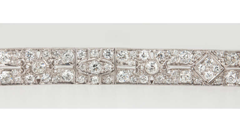 Art Deco Bracelet with Old European Cut Diamonds For Sale 2