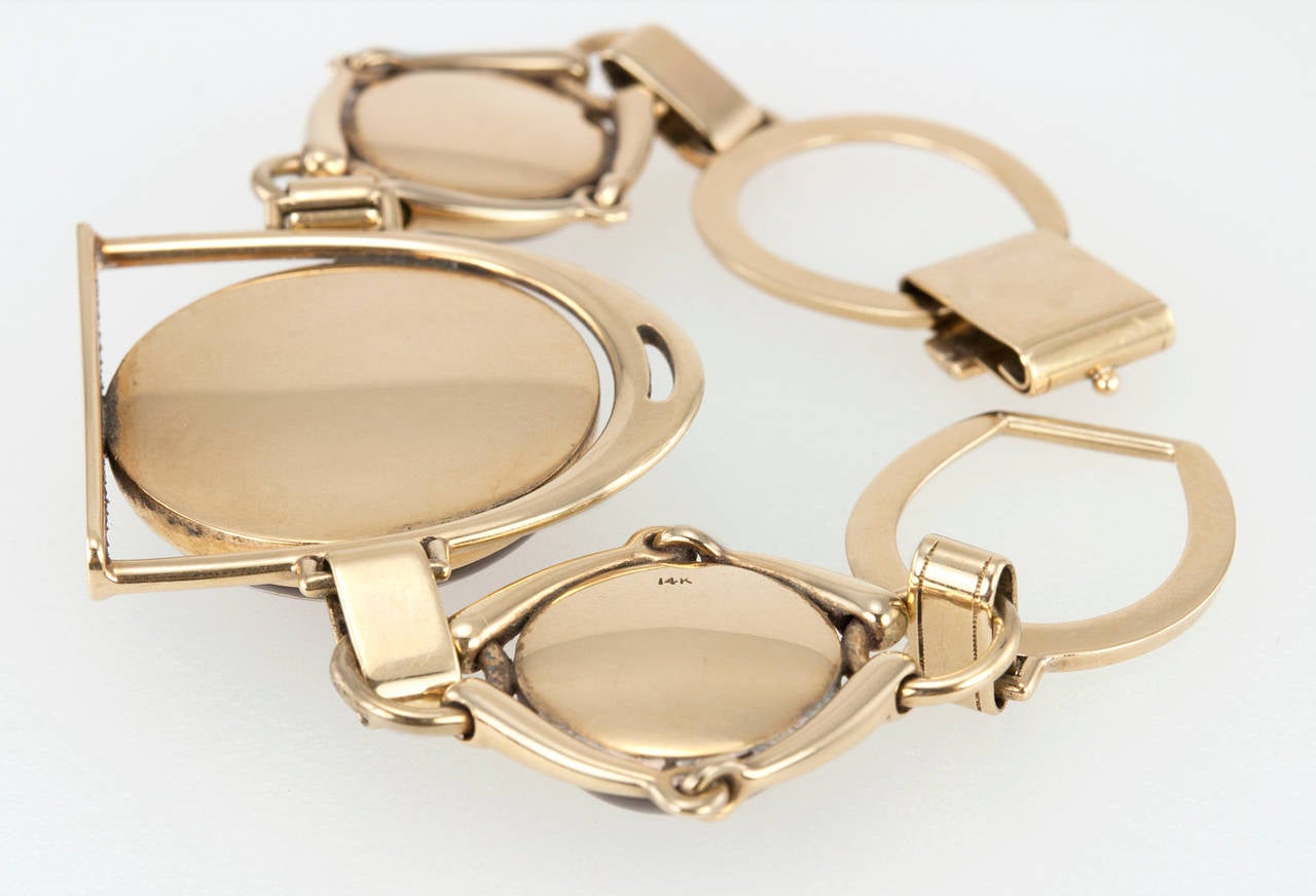 Victorian Equestrian Reverse Crystal Intaglio Gold Bracelet For Sale 5