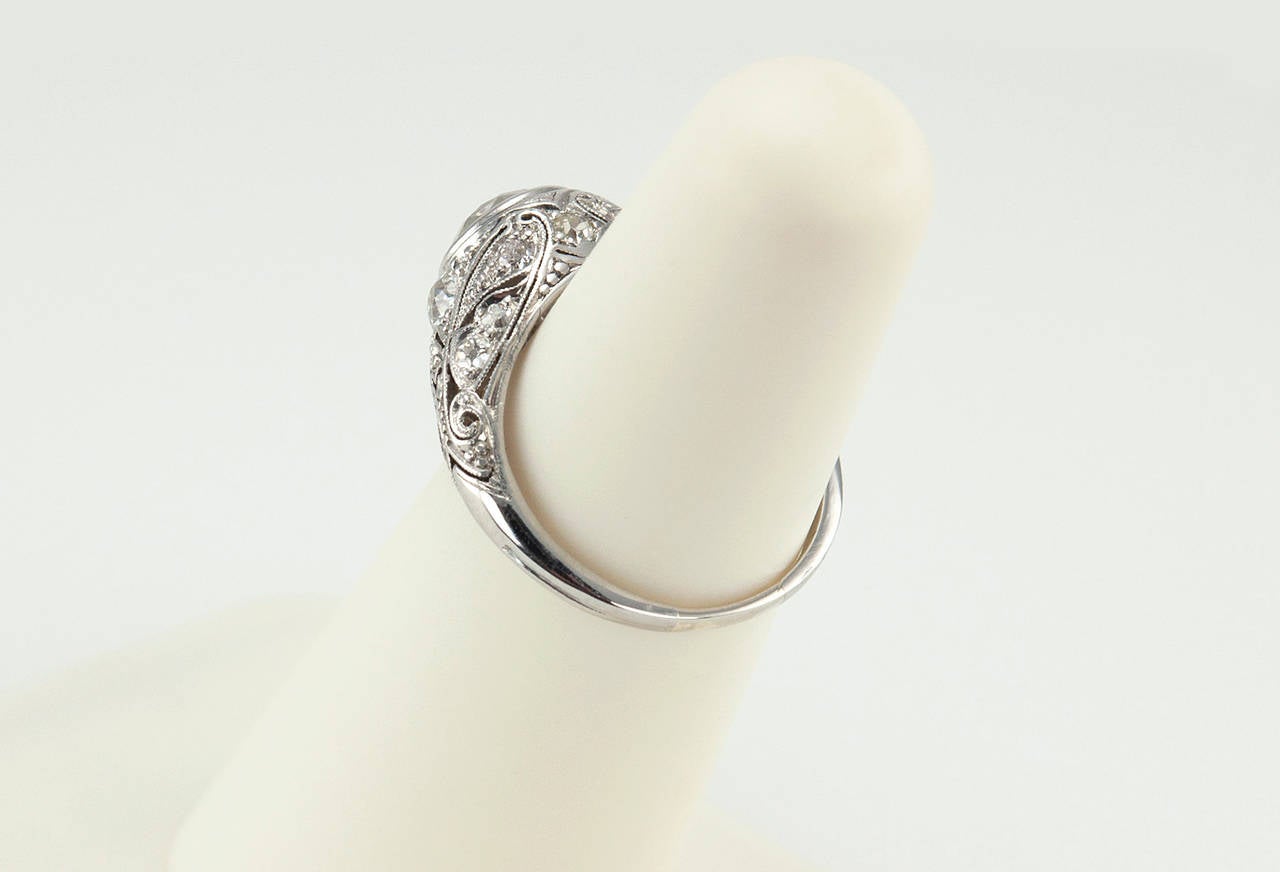 Edwardian 1.23 Carat Old European Cut Diamond Platinum Engagement Ring For Sale 1