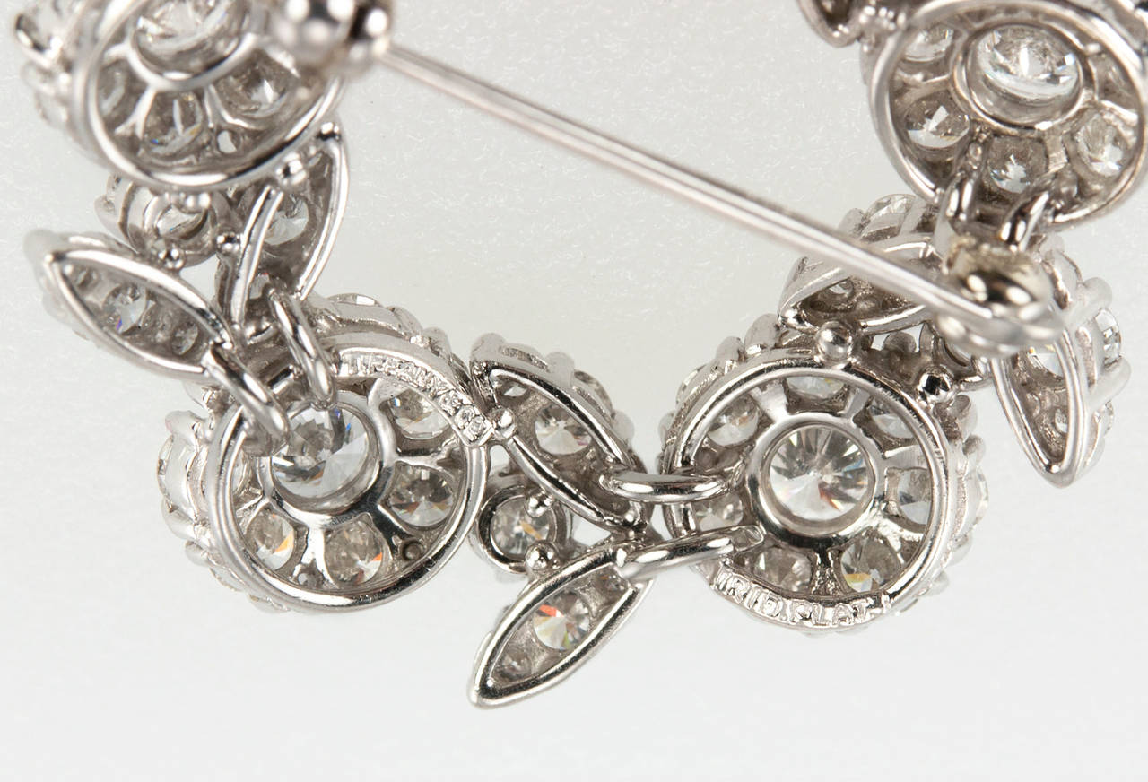 Tiffany & Co. Diamond Platinum Circular Floral Motif Brooch 1