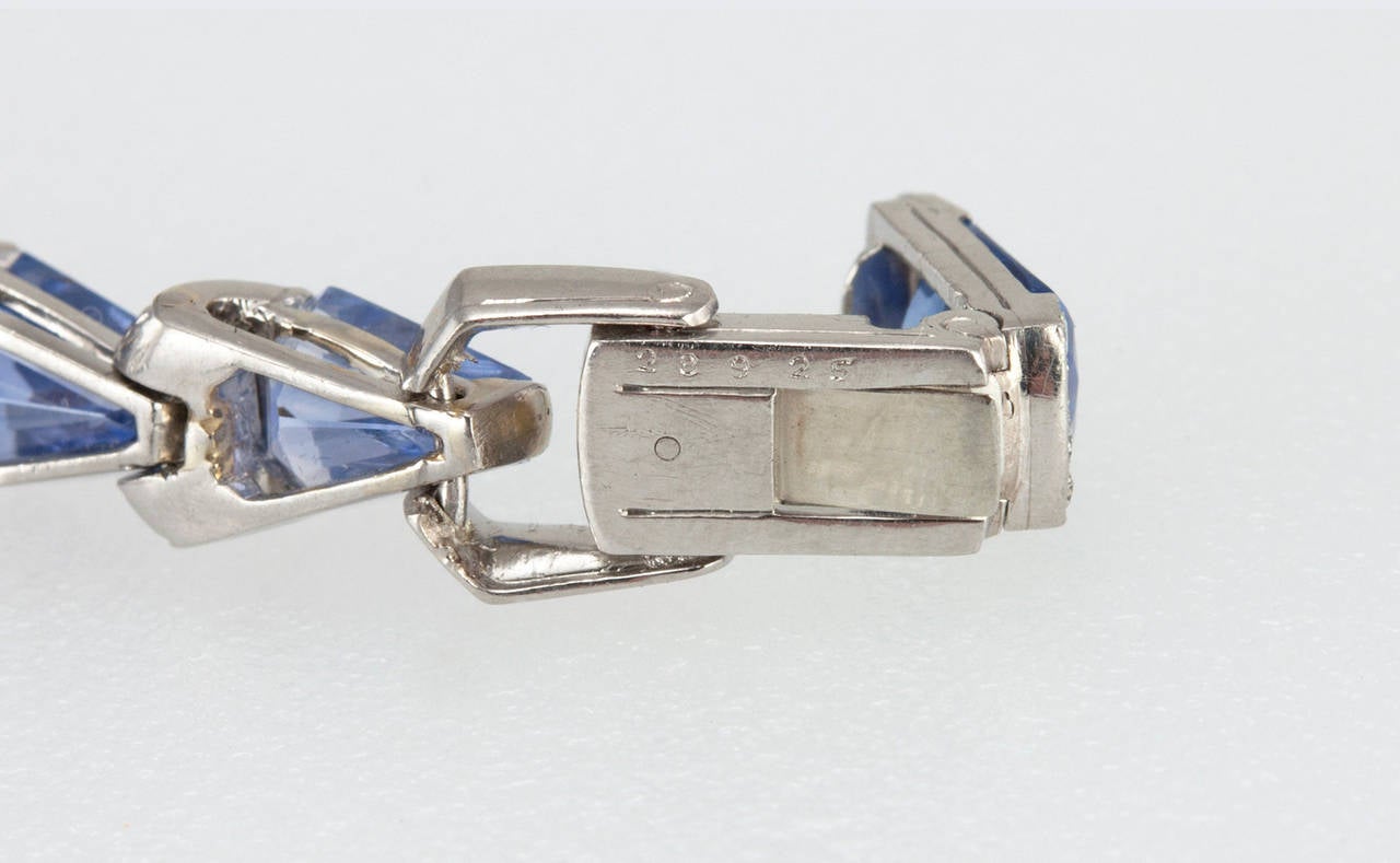 Oscar Heyman Art Deco Sapphire Diamond Platinum Link Bracelet 3