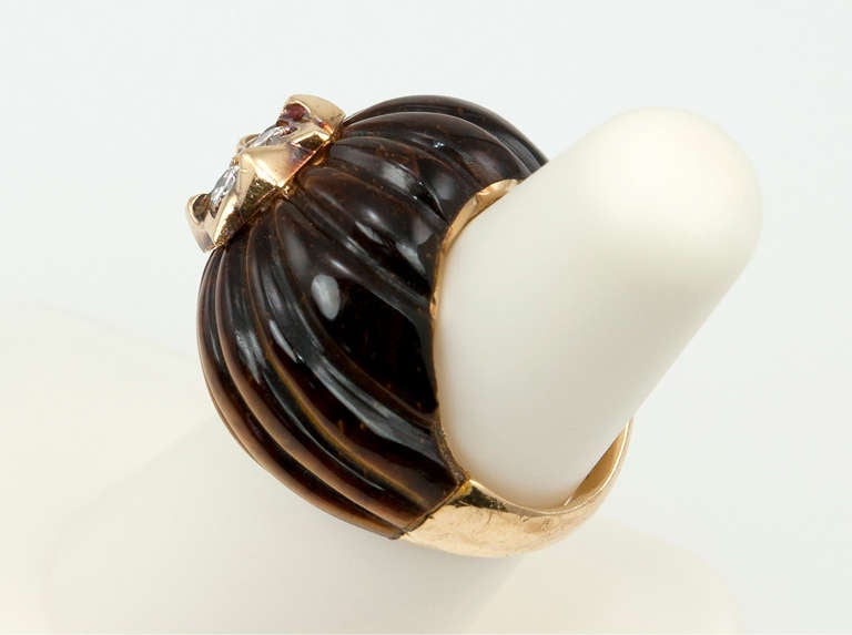 Tiger's Eye and Diamond Dome Ring 4