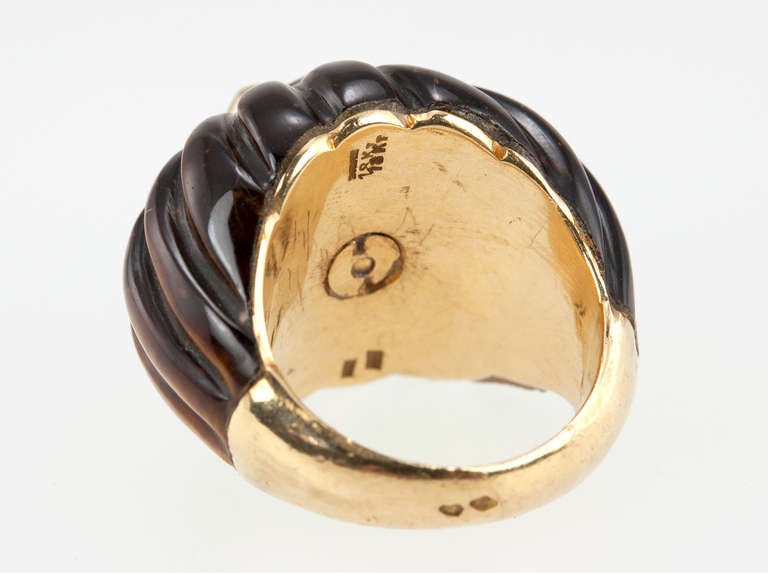 Tiger's Eye and Diamond Dome Ring 5