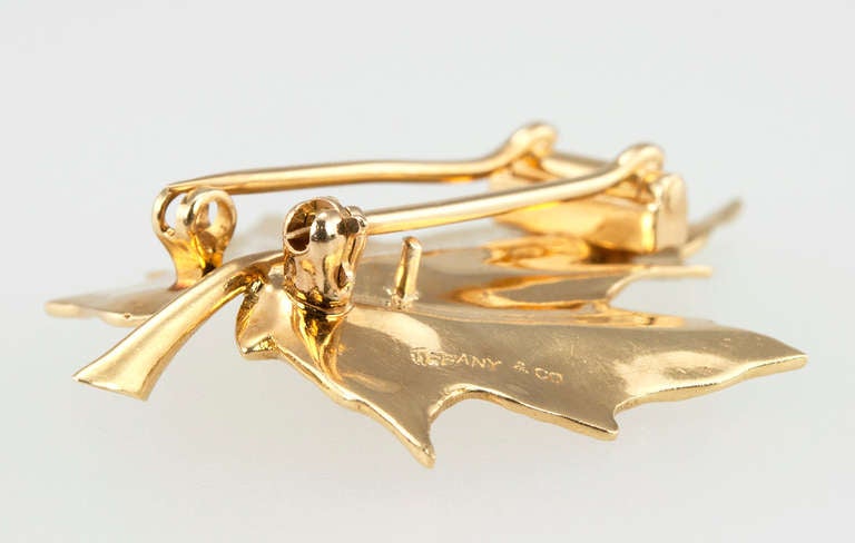Tiffany & Co. Gold Leaf Brooch with Emerald 2