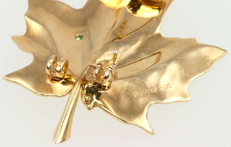 Tiffany & Co. Gold Leaf Brooch with Emerald 3