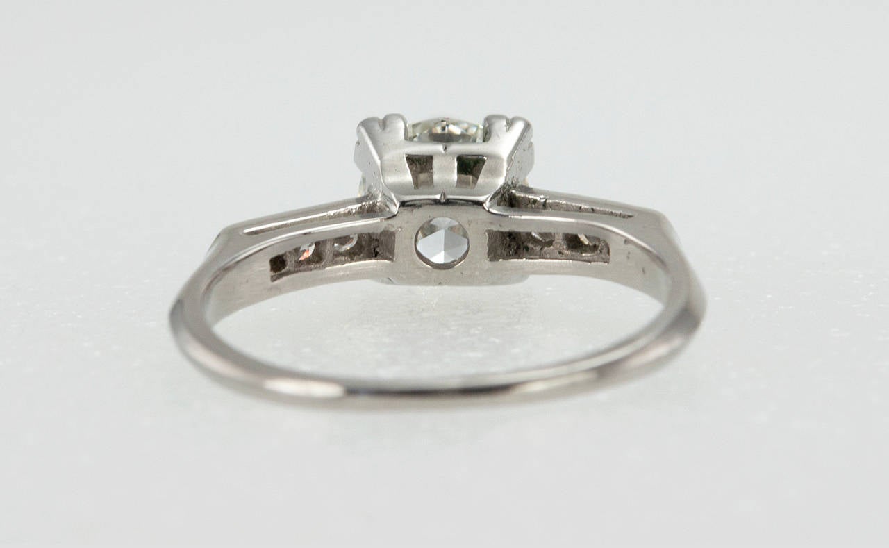 1.28 Carat GIA Cert Diamond Platinum Classic Engagement Ring For Sale 6