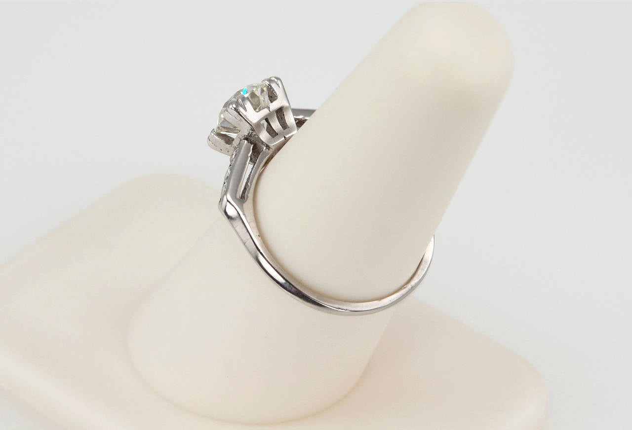 1.28 Carat GIA Cert Diamond Platinum Classic Engagement Ring For Sale 5