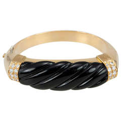 Nardi Gold Bangle with Onyx and Diamonds