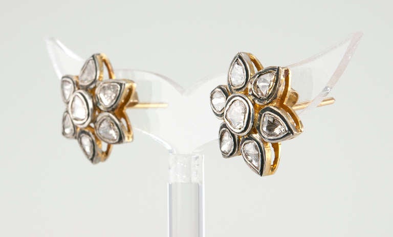 Indian Mogul-Style Rose Cut Diamond Earrings 1