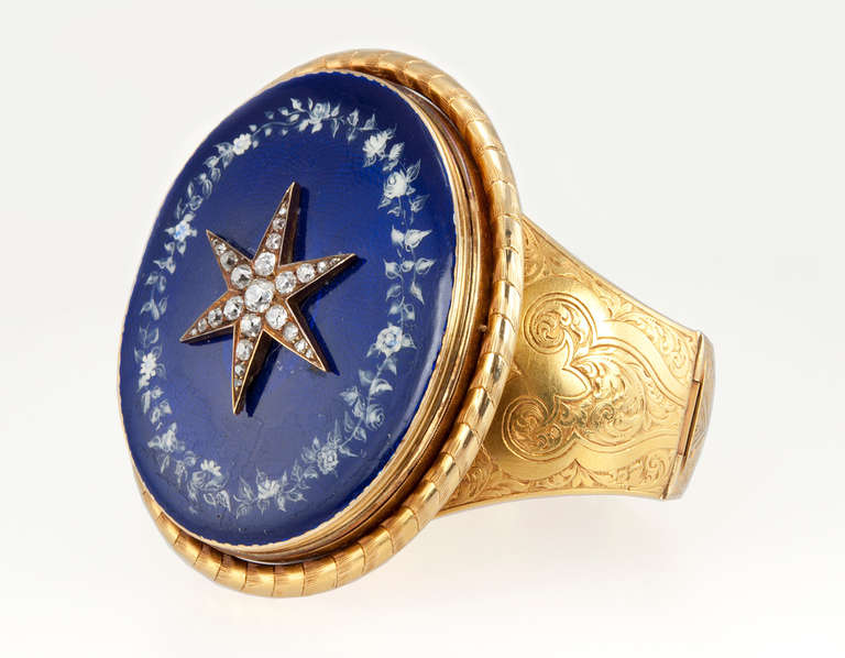 Women's Victorian Starburst Memorial Bracelet with Blue Enamel For Sale