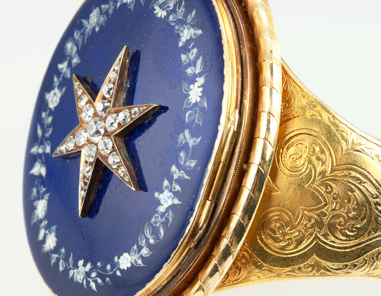 Victorian Starburst Memorial Bracelet with Blue Enamel For Sale 2