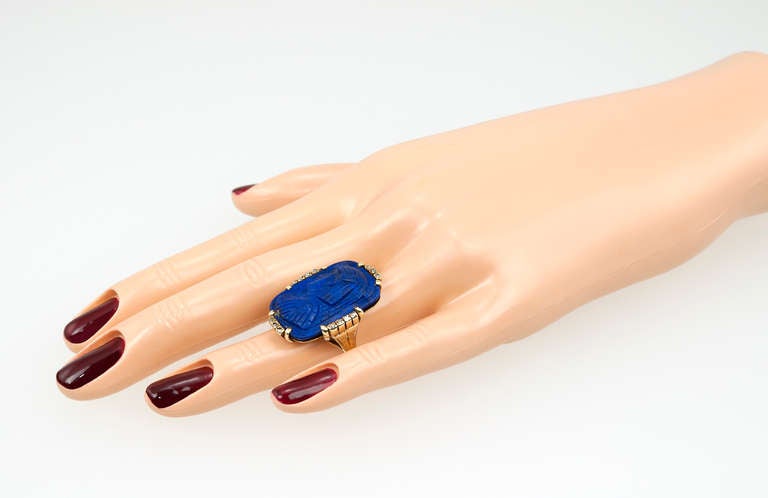 Victorian Egyptian Revival Lapis Lazuli Ring In Good Condition In Los Angeles, CA