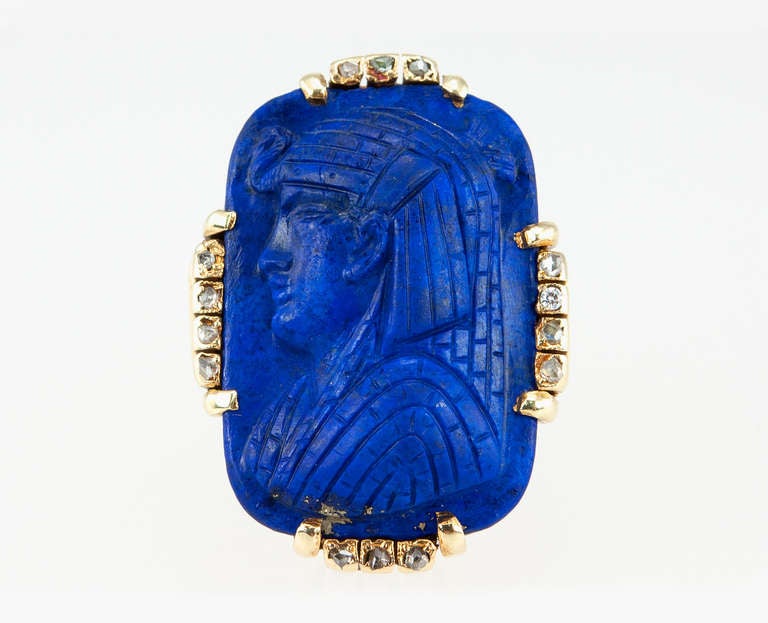 Victorian Egyptian Revival Lapis Lazuli Ring 1