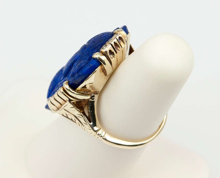 Victorian Egyptian Revival Lapis Lazuli Ring 5