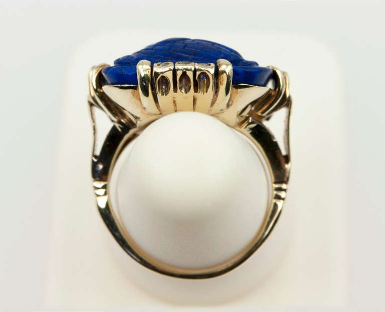 Victorian Egyptian Revival Lapis Lazuli Ring 6