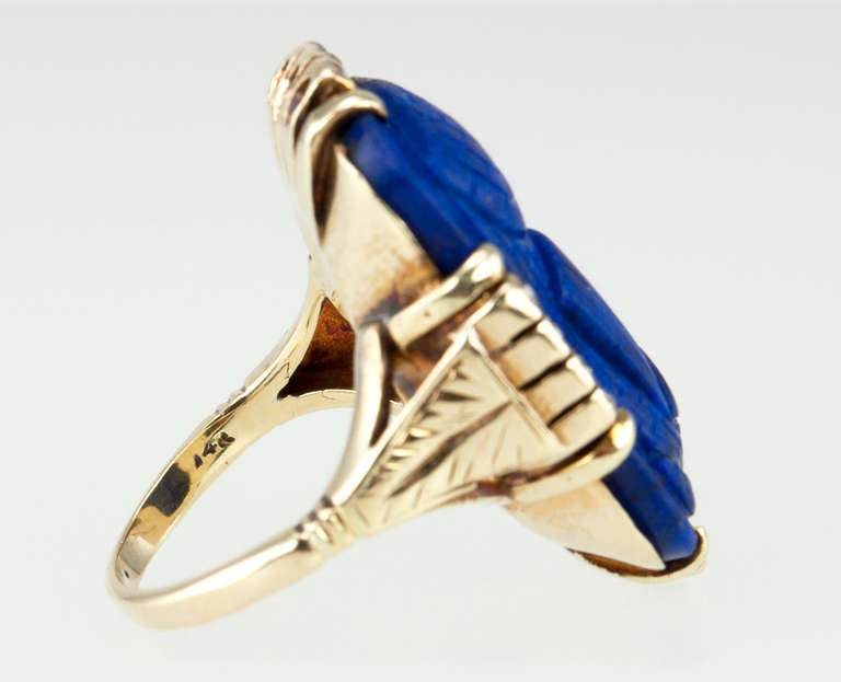 Victorian Egyptian Revival Lapis Lazuli Ring 4