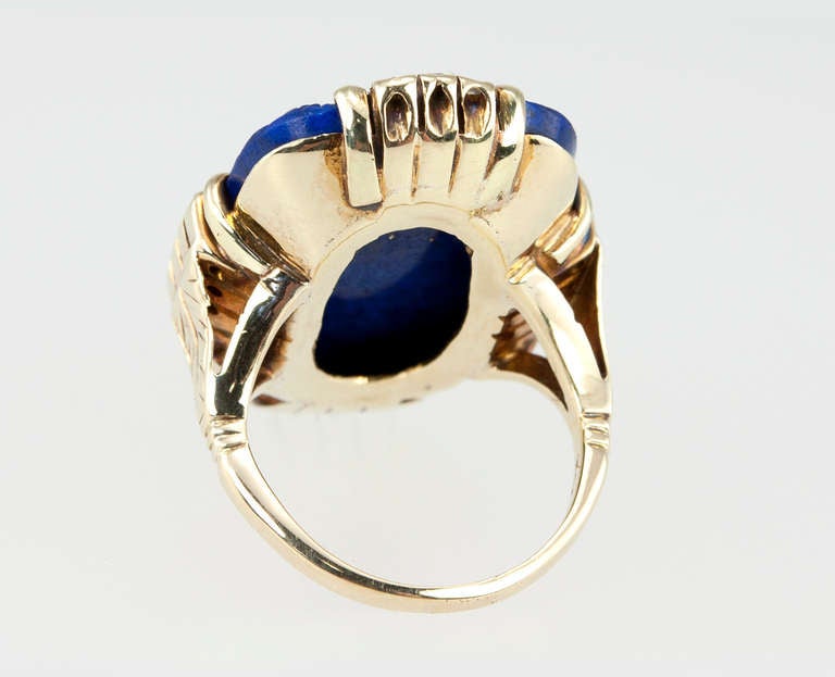 Victorian Egyptian Revival Lapis Lazuli Ring 3