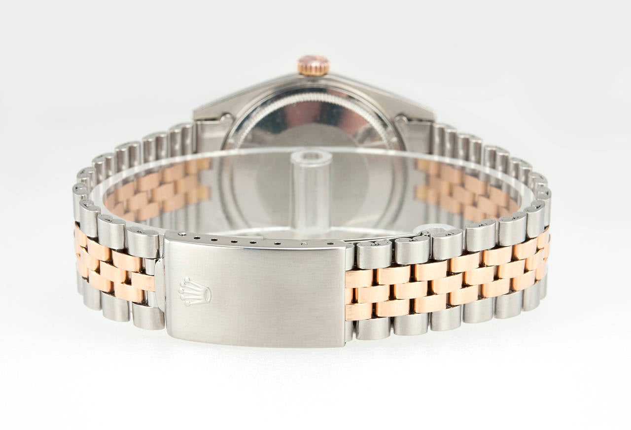 Rolex Rose Gold Stainless Steel DateJust Wristwatch Ref 1601 1