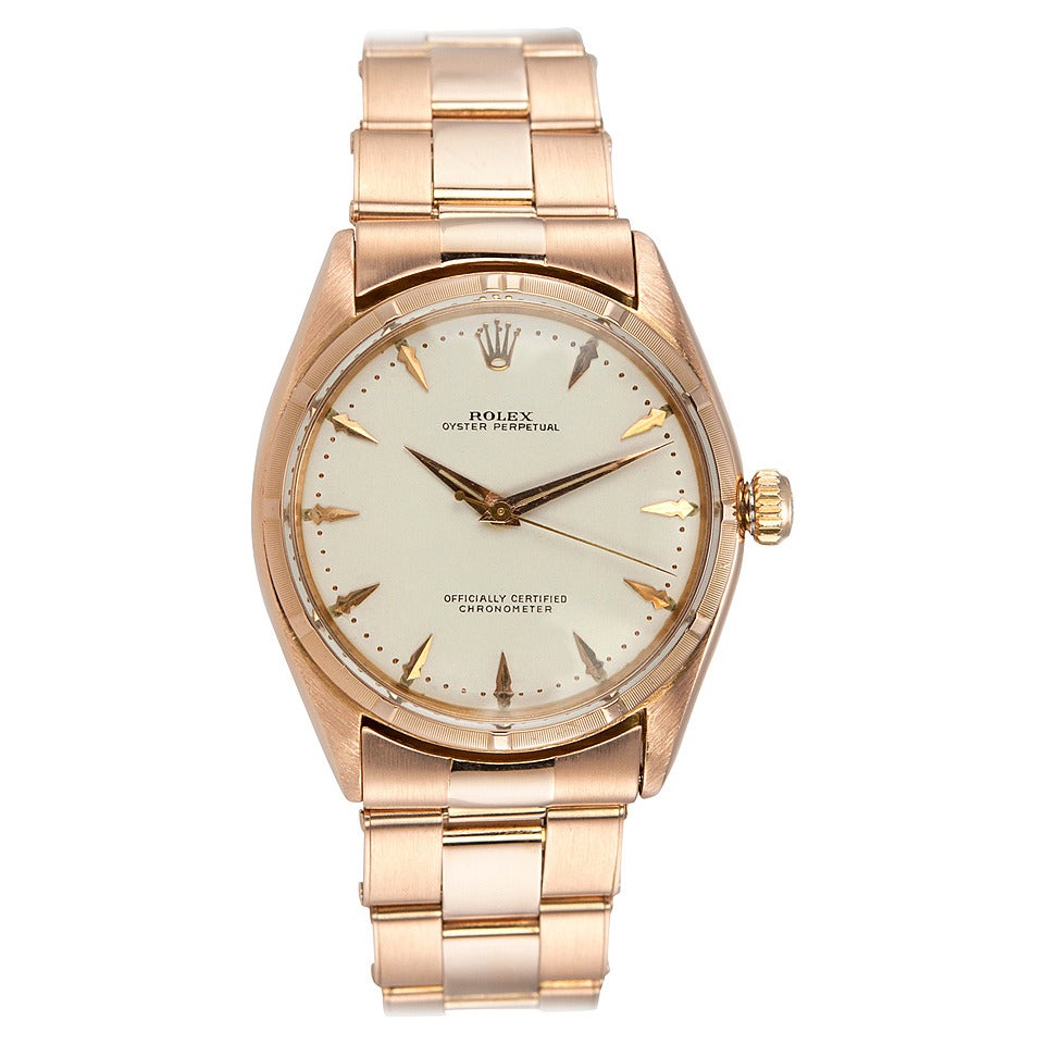 Rolex Rose Gold Perpetual Wristwatch Ref 6565 at 1stdibs