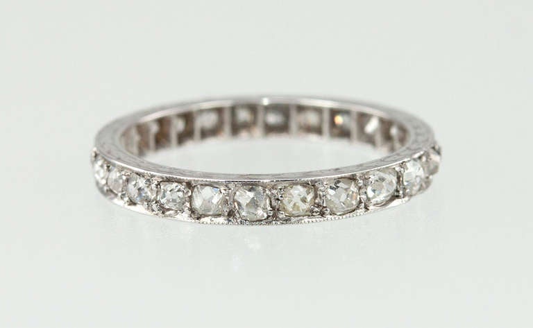 Old Mine Cut Diamond Eternity Band In Good Condition In Los Angeles, CA