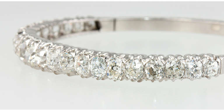 Edwardian Old Mine Cut Diamond Bangle Bracelet For Sale