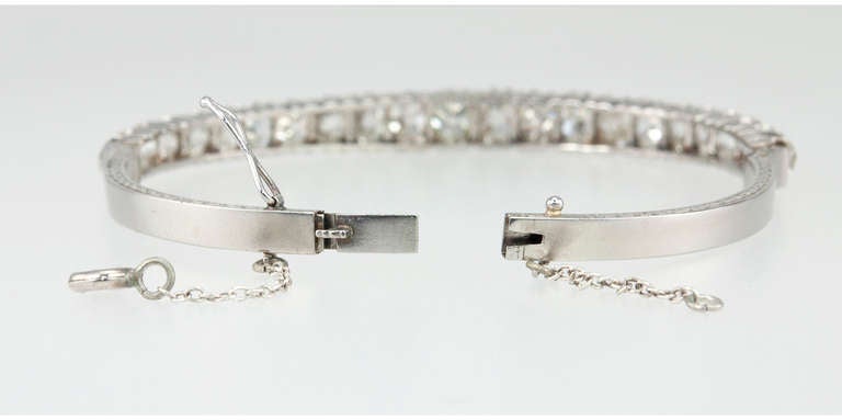 Old Mine Cut Diamond Bangle Bracelet For Sale 3