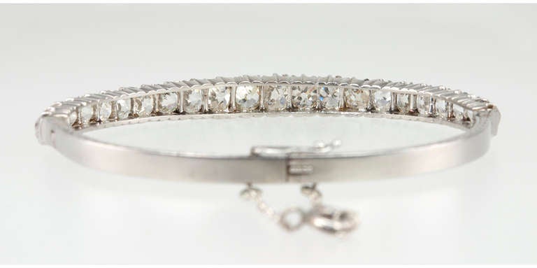 Women's Old Mine Cut Diamond Bangle Bracelet For Sale