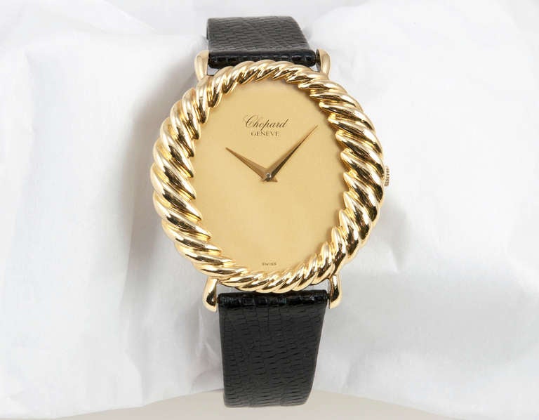 Chopard Lady's Yellow Gold Twisted Bezel Wristwatch circa 1970s For Sale 3