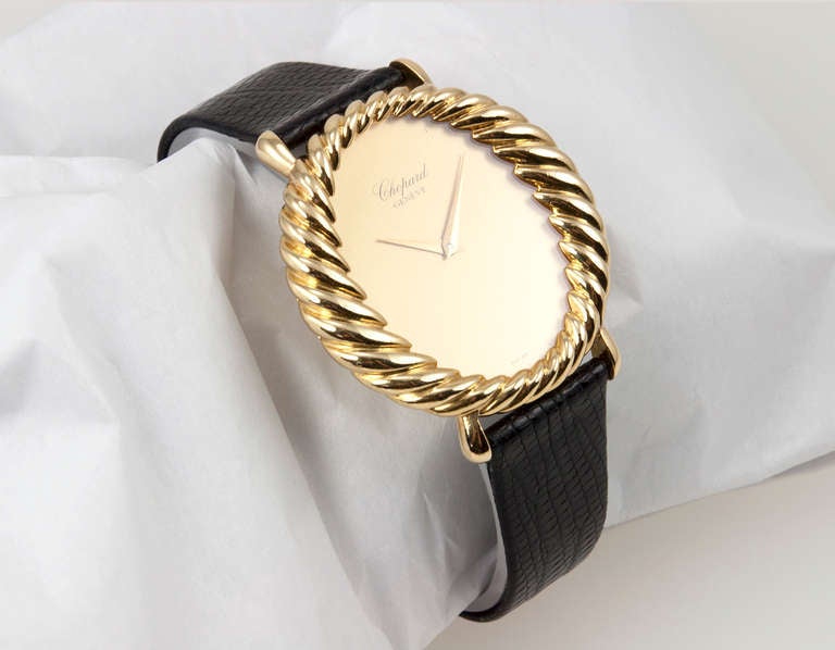 Chopard Lady's Yellow Gold Twisted Bezel Wristwatch circa 1970s For Sale 4