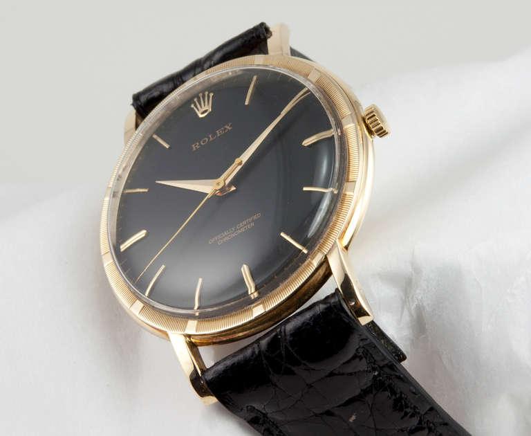 Rolex Yellow Gold Wristwatch with Black Dial circa 1945 4