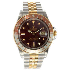 Rolex Yellow Gold Stainless Steel GMT Master Wristwatch Ref 16753
