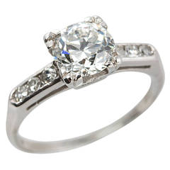 1.28 Carat GIA Cert Diamond Platinum Classic Engagement Ring