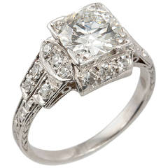 Art Deco 1.42 Carat Diamond Platinum Engagement Ring