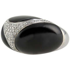 Black Jade and Diamond Dome Ring