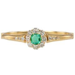 Victorian Emerald Diamond Cluster Bangle