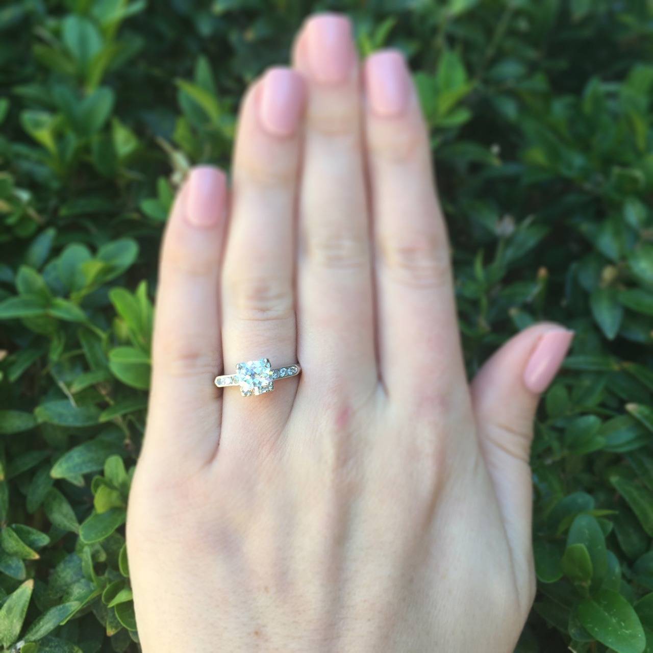 1.28 Carat GIA Cert Diamond Platinum Classic Engagement Ring For Sale 2
