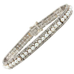 Belle Epoque Diamond and Pearl Platinum Bracelet