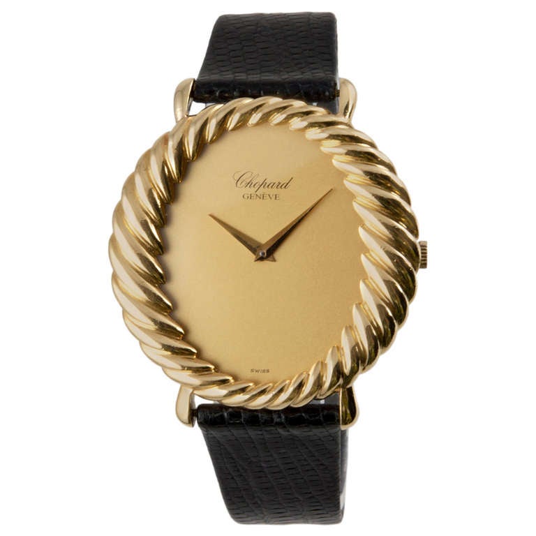Chopard Lady's Yellow Gold Twisted Bezel Wristwatch circa 1970s For Sale