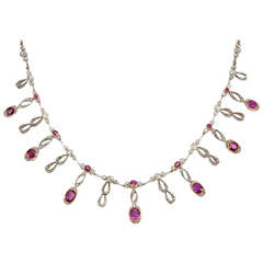 Edwardian Fringe Necklace with Diamonds and Rubies